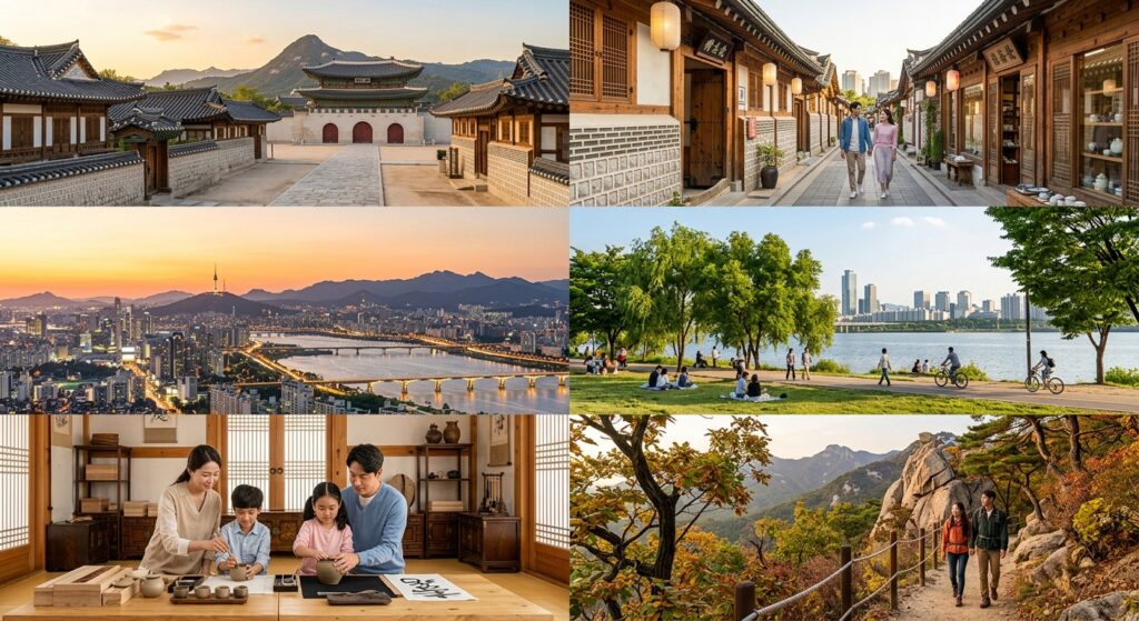 서울 나들이로 추천할 만한 곳 정리: 역사·전통, 전망·힐링, 실내·체험형, 근교 대표 이미지