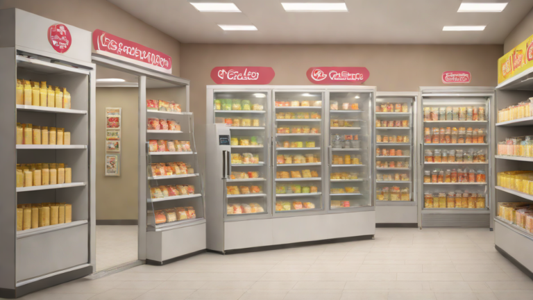무인 아이스크림 가게 내부의 냉동고와 진열대 모습